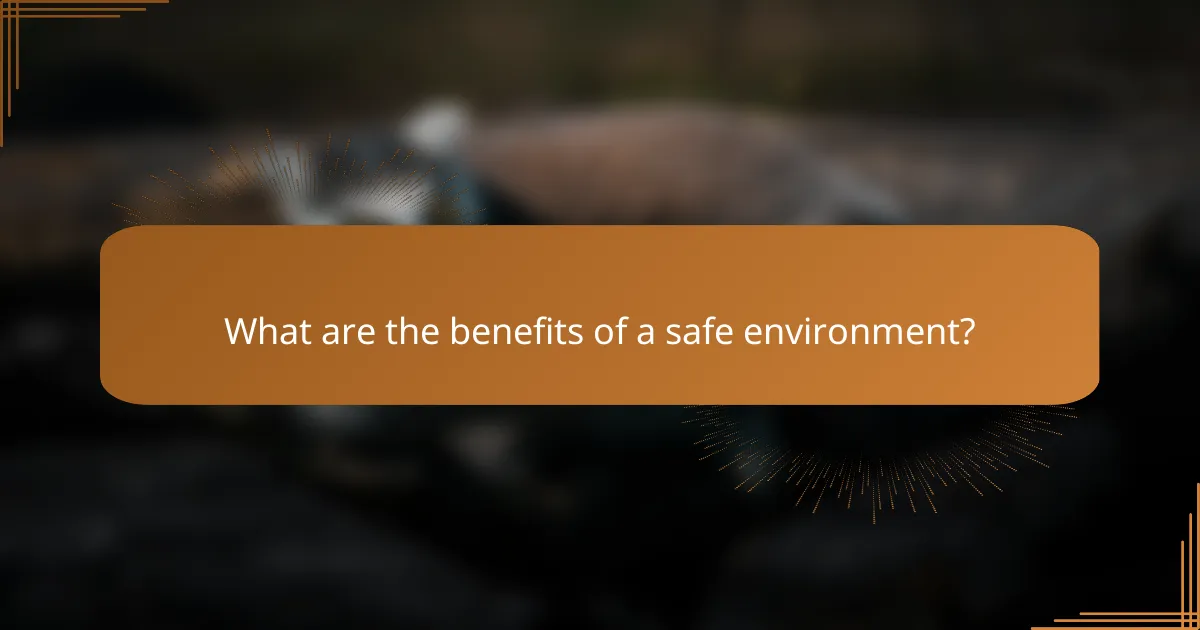 What are the benefits of a safe environment?